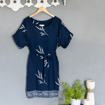 Rayon batik shift dress, 'Midnight Fall' - Batik Rayon Shift Dress in Midnight and White
