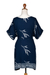 Rayon batik shift dress, 'Midnight Fall' - Batik Rayon Shift Dress in Midnight and White (image 2c) thumbail