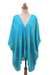 Rayon batik kimono jacket, 'Balinese Breeze in Turquoise' - Batik Rayon Kimono Jacket in Turquoise and Lemon from Bali (image 2e) thumbail