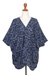 Rayon batik kimono jacket, 'Many Leaves' - Batik Rayon Kimono Jacket in Midnight and White from Bali (image 2e) thumbail