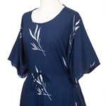 Rayon batik caftan, 'Midnight Fall' - Batik Rayon Caftan in Midnight and White from Bali