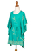 Rayon batik caftan, 'Balinese Breeze in Turquoise' - Batik Rayon caftan in Turquoise and Lemon (image 2f) thumbail