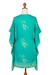 Rayon batik caftan, 'Balinese Breeze in Turquoise' - Batik Rayon caftan in Turquoise and Lemon (image 2g) thumbail