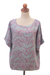 Rayon batik shirt, 'Gingko Leaf' - Batik Rayon Shirt in Mint and Magenta from Bali (image 2f) thumbail