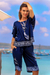 Rayon batik top, 'Midnight Fall' - Short-Sleeved Women's Rayon Batik Top in Navy