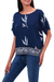 Rayon batik top, 'Midnight Fall' - Short-Sleeved Women's Rayon Batik Top in Navy