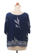 Rayon batik top, 'Midnight Fall' - Short-Sleeved Women's Rayon Batik Top in Navy (image 2g) thumbail