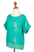 Rayon batik blouse, 'Balinese Breeze in Turquoise' - Batik Rayon Blouse in Turquoise and Lemon from Bali