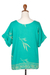 Rayon batik blouse, 'Balinese Breeze in Turquoise' - Batik Rayon Blouse in Turquoise and Lemon from Bali (image 2i) thumbail