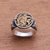 Sterling silver and brass signet ring, 'Bali Naga' - Sterling Silver and Brass Dragon Signet Ring from Bali