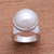 Cultured pearl cocktail ring, 'Gleaming Dome' - Gleaming Cultured Pearl Cocktail Ring from Bali thumbail