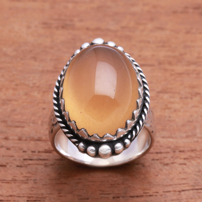 Agate single-stone ring, Sunny Oval