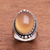 Agate single-stone ring, 'Sunny Oval' - Oval Yellow Agate Single-Stone Ring from Bali thumbail