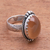 Agate single-stone ring, 'Sunny Oval' - Oval Yellow Agate Single-Stone Ring from Bali (image 2c) thumbail