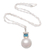Cultured pearl and blue topaz pendant necklace, 'Daylight Blue' - Cultured Pearl and Blue Topaz Pendant Necklace from Bali (image 2a) thumbail