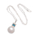Cultured pearl and blue topaz pendant necklace, 'Daylight Blue' - Cultured Pearl and Blue Topaz Pendant Necklace from Bali (image 2c) thumbail