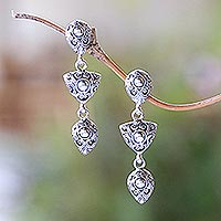 Sterling silver dangle earrings, 'Elegance of Swirls'