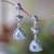 Blue topaz dangle earrings, 'Triangles of Swirls' - Triangular Blue Topaz Dangle Earrings from Bali (image 2) thumbail