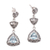 Blue topaz dangle earrings, 'Triangles of Swirls' - Triangular Blue Topaz Dangle Earrings from Bali (image 2d) thumbail