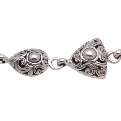 Sterling silver link bracelet, 'Elegance of Swirls' - Swirl Pattern Sterling Silver Link Bracelet from Bali