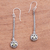 Peridot dangle earrings, 'Round Grandeur' - Peridot and Sterling Silver Naga Chain Dangle Earrings thumbail