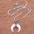 Cow bone pendant necklace, 'Moonlight Glory' - Cow Bone Crescent Pendant on Sterling Silver Chain Necklace (image 2b) thumbail