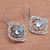 Blue topaz dangle earrings, 'Delightful Windows' - Blue Topaz and Sterling Silver Ornate Frame Dangle Earrings (image 2b) thumbail