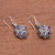Amethyst dangle earrings, 'Elegant Petals' - Amethyst and Sterling Silver Flower Motif Dangle Earrings (image 2b) thumbail