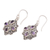 Amethyst dangle earrings, 'Elegant Petals' - Amethyst and Sterling Silver Flower Motif Dangle Earrings (image 2c) thumbail