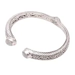 Rainbow moonstone cuff bracelet, 'Treasure Trove' - Scroll Pattern Rainbow Moonstone Cuff Bracelet from Bali