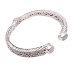 Rainbow moonstone cuff bracelet, 'Treasure Trove' - Scroll Pattern Rainbow Moonstone Cuff Bracelet from Bali