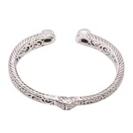 Rainbow moonstone cuff bracelet, 'Treasure Trove' - Scroll Pattern Rainbow Moonstone Cuff Bracelet from Bali