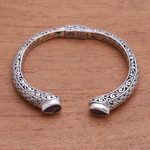 Amethyst cuff bracelet, 'Woven Drops' - Weave Pattern Amethyst Cuff Bracelet from Bali