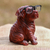 Wood eyeglasses holder, 'Obedient Pug' - Hand-Carved Suar Wood Dog Eyeglasses Holder