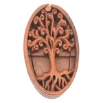 Wood puzzle box, 'Tree Oval' - Tree-Themed Suar Wood Puzzle Box from Bali