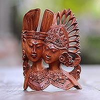 Wood wall sculpture, 'Kecak Janger' - Janger Dance-Inspired Suar Wood Wall Sculpture from Bali