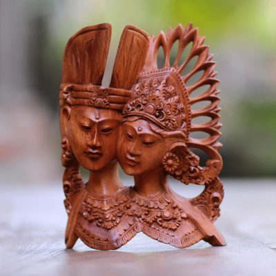 Escultura de pared de madera, 'Kecak Janger' - Escultura de pared de madera Suar inspirada en la danza Janger de Bali