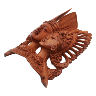 Wood wall sculpture, 'Kecak Janger' - Janger Dance-Inspired Suar Wood Wall Sculpture from Bali