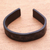 Leather cuff bracelet, 'Hidden Stars in Black' - Subtle Star Motif Black Leather Cuff Bracelet from Bali (image 2c) thumbail