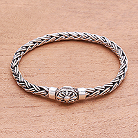 Sterling Silver Wheat Chain Bracelet from Bali,'Charming Wheat'