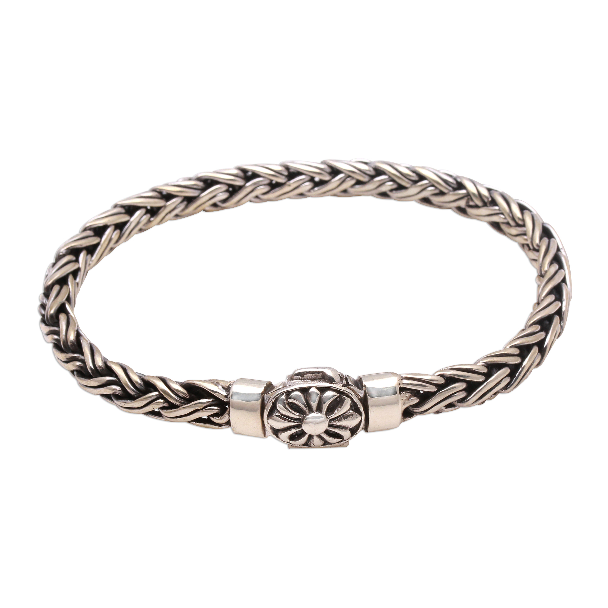 Sterling Silver Wheat Chain Bracelet from Bali - Charming Wheat | NOVICA