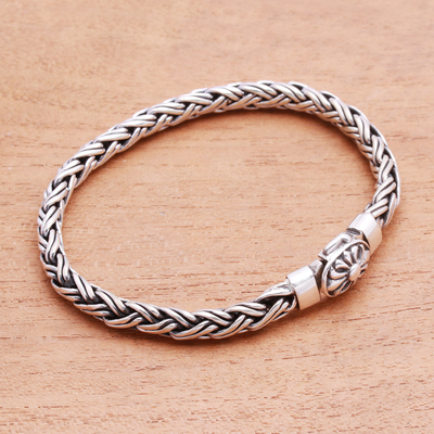 Sterling silver chain bracelet, 'Charming Wheat' - Sterling Silver Wheat Chain Bracelet from Bali
