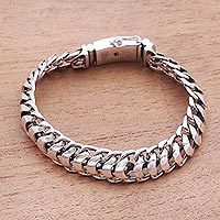 Sterling silver chain bracelet, 'Bold Omega' - Sterling Silver Omega Chain Bracelet from Bali