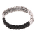 Leather and sterling silver bracelet, 'Majestic Duo in Black' - Black Braided Leather and Sterling Silver Link Bracelet (image 2a) thumbail