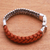 Leather and sterling silver bracelet, 'Majestic Duo in Brown' - Brown Braided Leather and Sterling Silver Bracelet (image 2c) thumbail