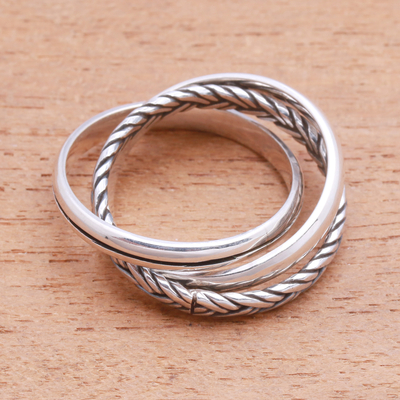 Sterling silver band ring, Appealing Trio