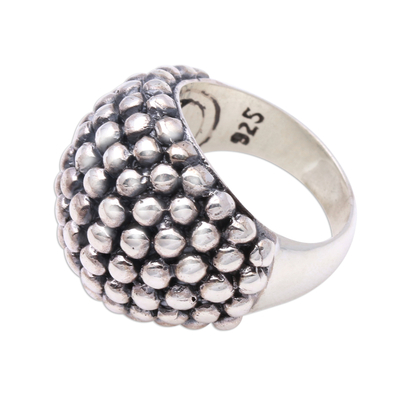 Sterling silver cocktail ring, 'Gleaming Grapes' - Bubble Pattern Sterling Silver Cocktail Ring from Bali