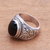 Onyx single-stone ring, 'Night Breeze' - Swirl Pattern Onyx Single-Stone Ring from Bali (image 2b) thumbail