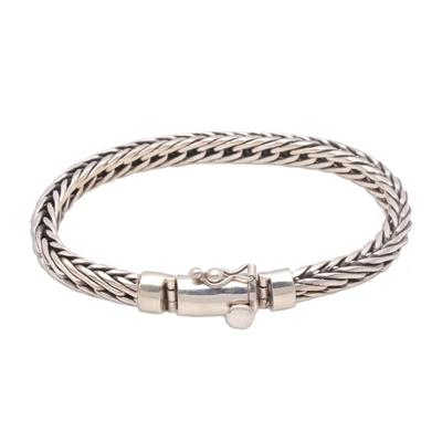 Sterling silver chain bracelet, 'Foxtail Balance' - Sterling Silver Foxtail Chain Bracelet from Bali