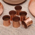 Copper napkin rings, 'Warm Glow' (set of 6) - Hammered Copper Napkin Rings from Java (Set of 6)
